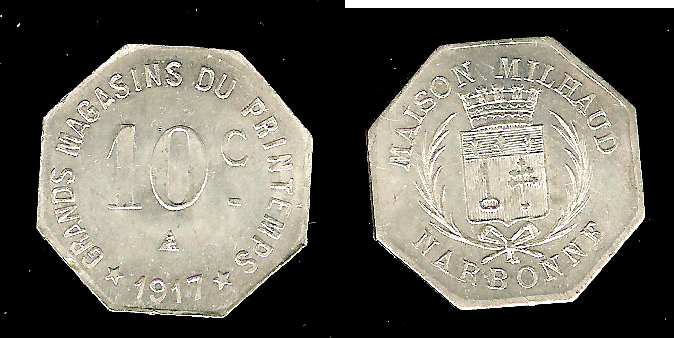 Maison Milhaud  Narbonne - Aude (11) 10 centimes 1917 FDC-